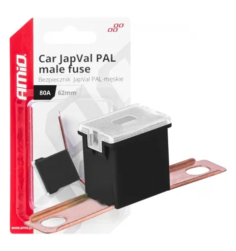 Automobilio JapVal PAL vyriško tipo saugikliai 62mm 80A AMIO-03432