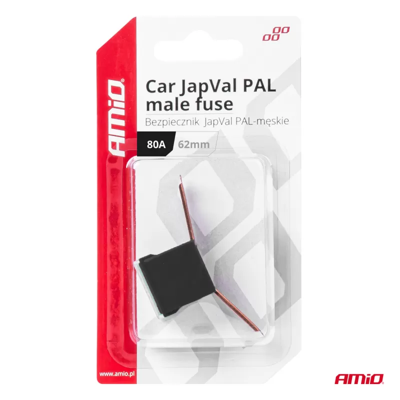 Automobilio JapVal PAL vyriško tipo saugikliai 62mm 80A AMIO-03432