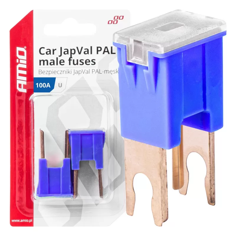 Automobilio JapVal PAL vyriško tipo U formos saugikliai 100A AMIO-03411
