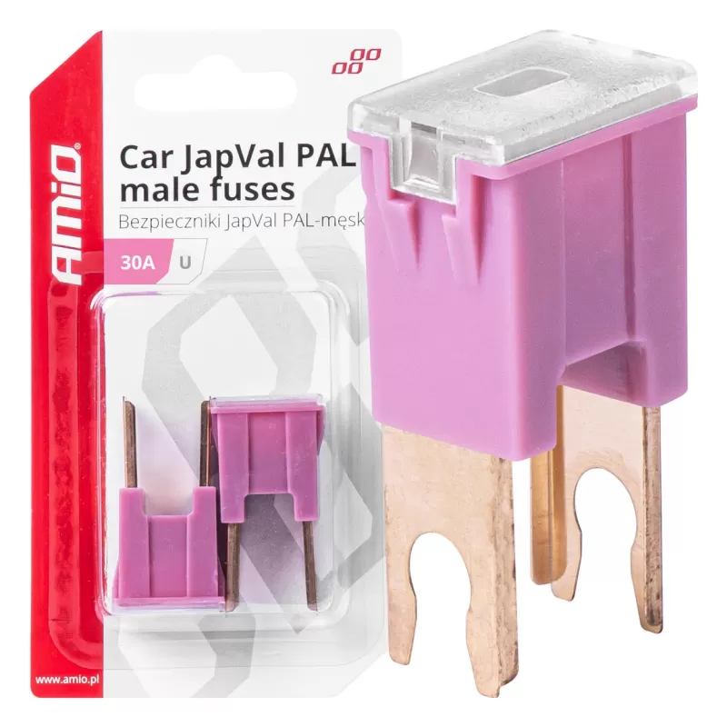 Automobilio JapVal PAL vyriško tipo U formos saugikliai 30A AMIO-03406