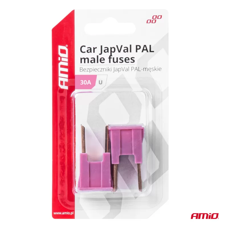 Automobilio JapVal PAL vyriško tipo U formos saugikliai 30A AMIO-03406