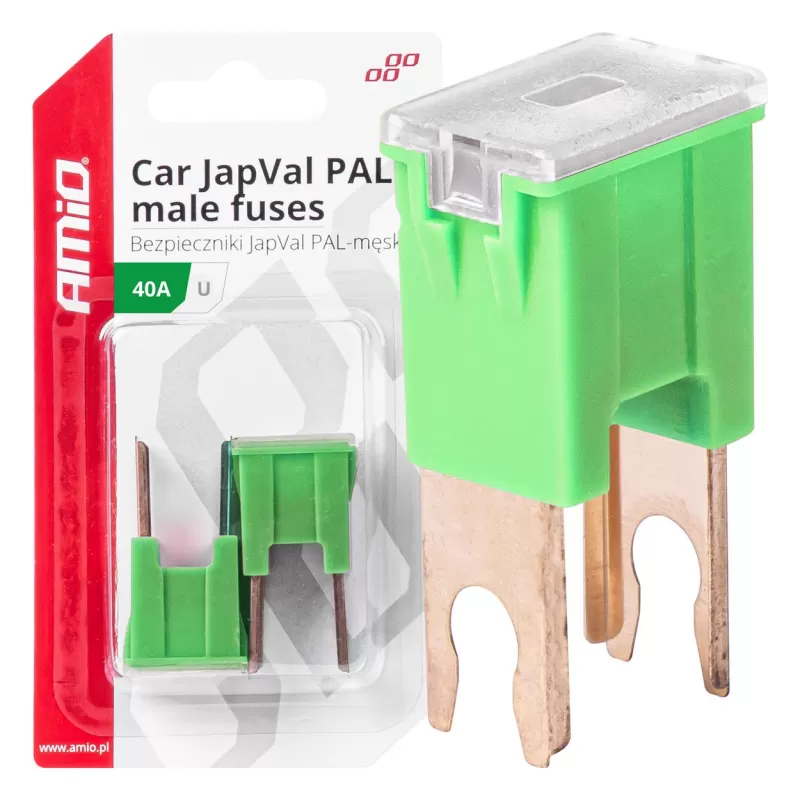 Automobilio JapVal PAL vyriško tipo U formos saugikliai 40A AMIO-03407