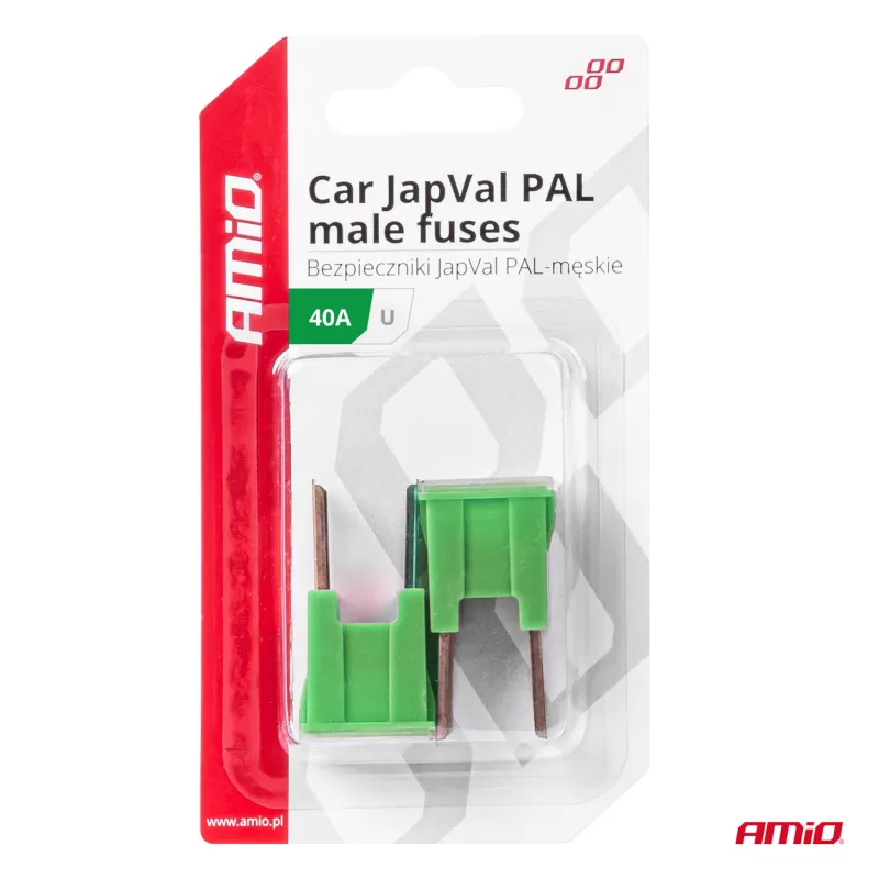 Automobilio JapVal PAL vyriško tipo U formos saugikliai 40A AMIO-03407