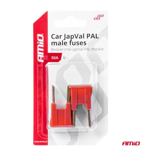 Automobilio JapVal PAL vyriško tipo U formos saugikliai 50A AMIO-03408
