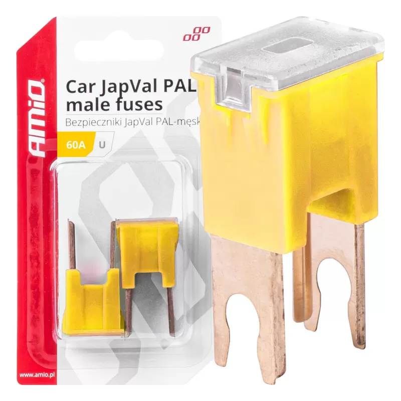 Automobilio JapVal PAL vyriško tipo U formos saugikliai 60A AMIO-03409