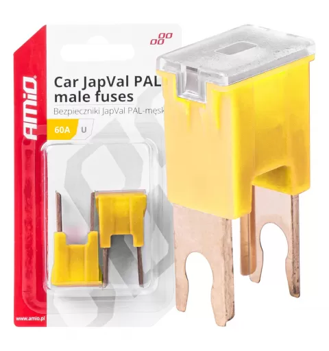 Automobilio JapVal PAL vyriško tipo U formos saugikliai 60A AMIO-03409