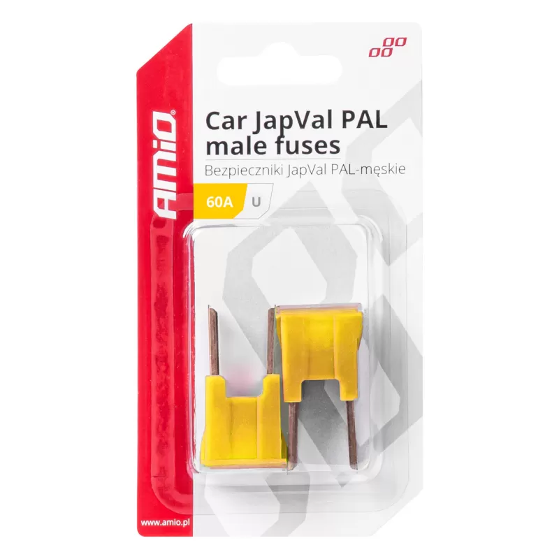 Automobilio JapVal PAL vyriško tipo U formos saugikliai 60A AMIO-03409