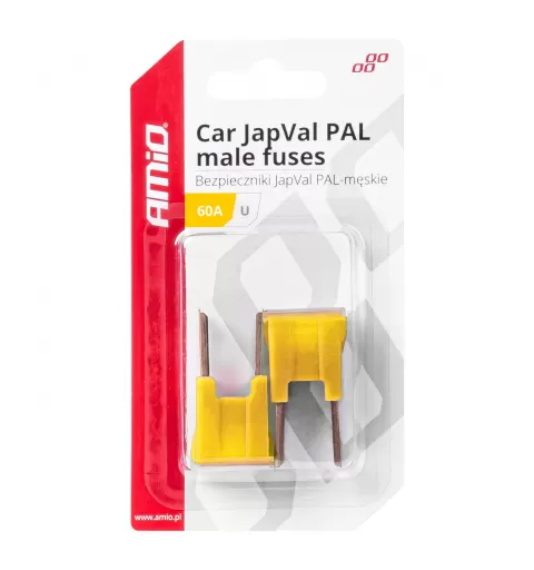 Automobilio JapVal PAL vyriško tipo U formos saugikliai 60A AMIO-03409