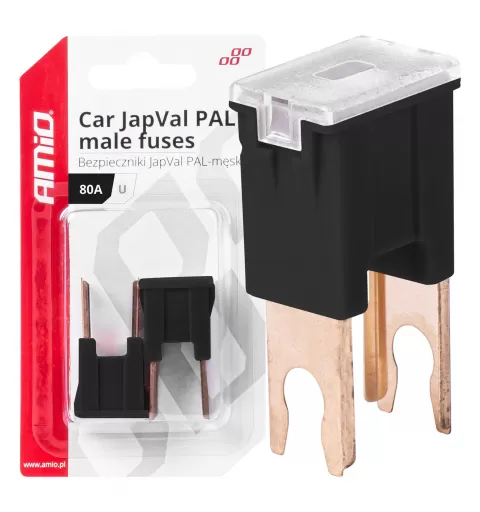 Automobilio JapVal PAL vyriško tipo U formos saugikliai 80A AMIO-03410