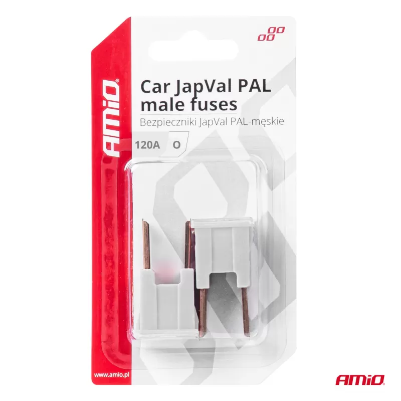 Automobilio JapVal PAL vyriško tipo O formos saugikliai 120A AMIO-03404