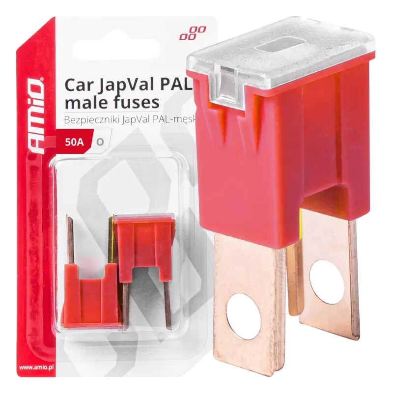 Automobilio JapVal PAL vyriško tipo O formos saugikliai 50A AMIO-03399
