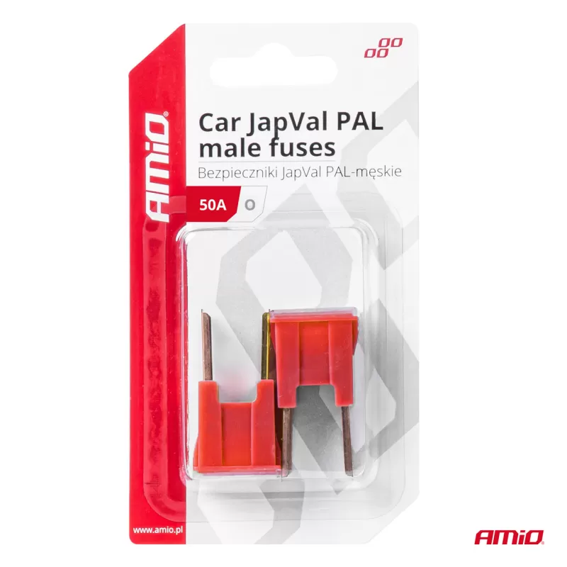 Automobilio JapVal PAL vyriško tipo O formos saugikliai 50A AMIO-03399