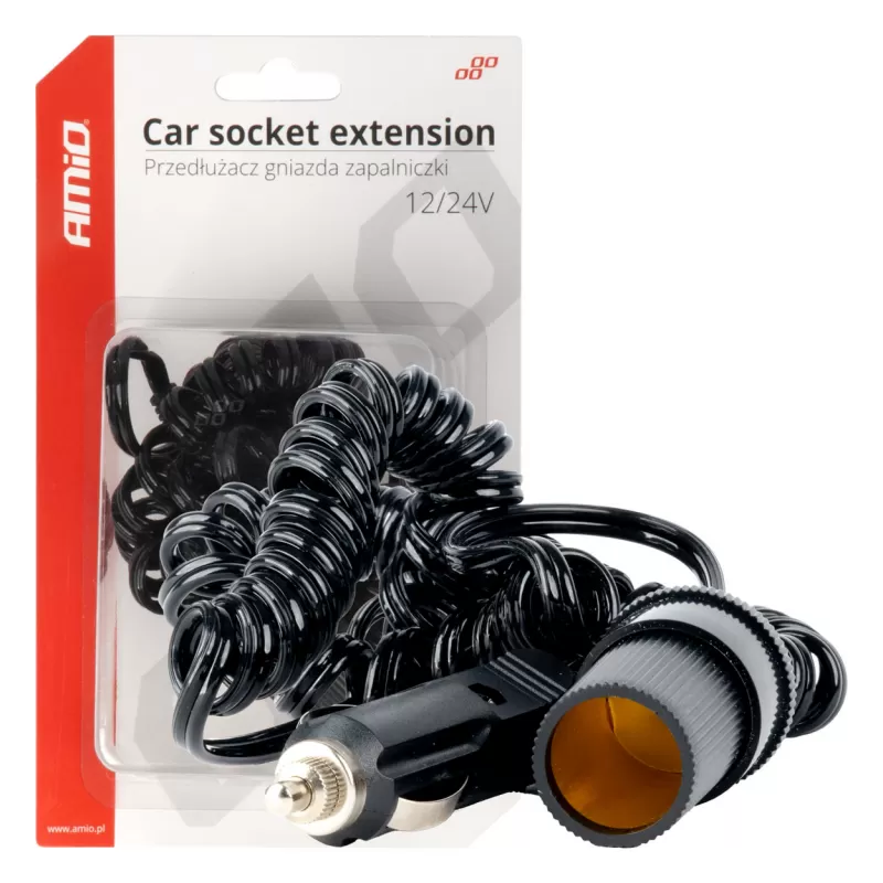 Automobilio žiebtuvėlio lizdo prailgintuvas 12V 24V 300cm AMIO-03805