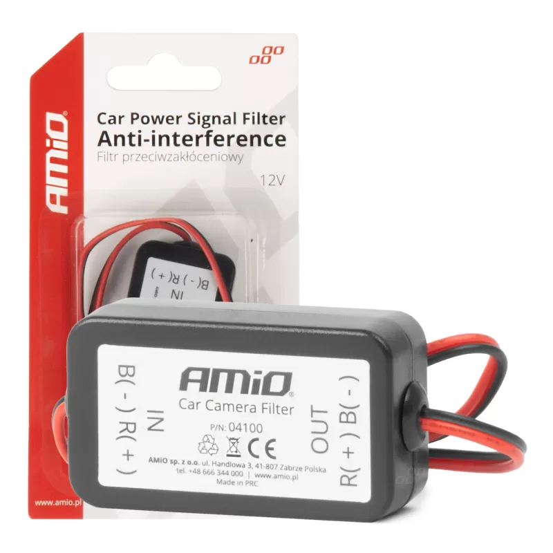 Automobilio maitinimo signalo filtras, trukdžių slopinimo, 12V AMIO-04100