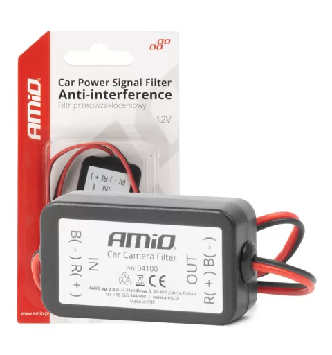 Automobilio maitinimo signalo filtras, trukdžių slopinimo, 12V AMIO-04100