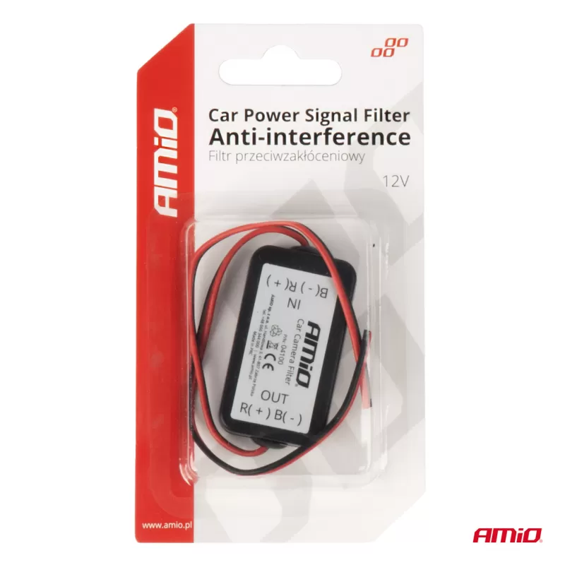 Automobilio maitinimo signalo filtras, trukdžių slopinimo, 12V AMIO-04100