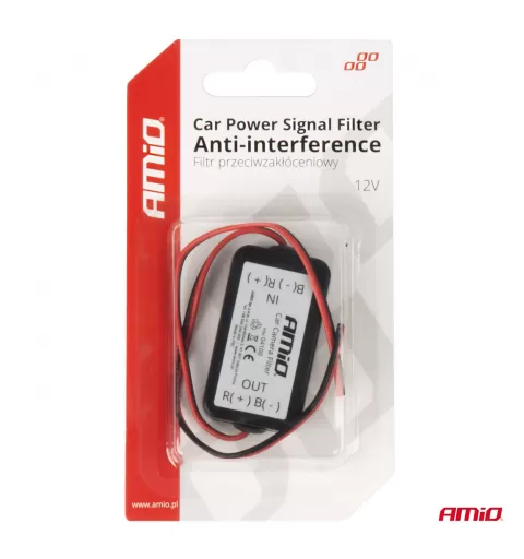 Automobilio maitinimo signalo filtras, trukdžių slopinimo, 12V AMIO-04100