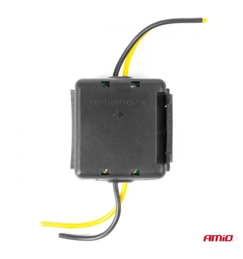 Automobilio maitinimo signalo filtras, trukdžių slopinimo, su stiklo saugikliu, 12V AMIO-04099