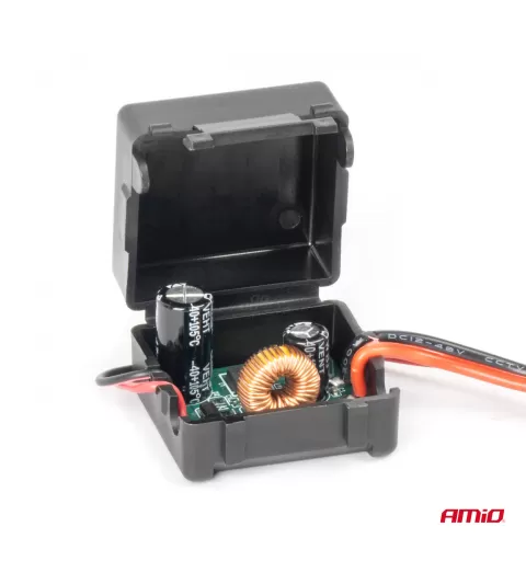 Automobilio maitinimo signalo filtras, trukdžių slopinimo, su kištuku, 12V AMIO-04101