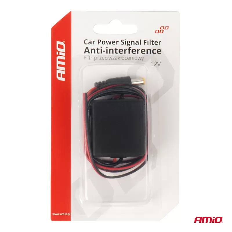 Automobilio maitinimo signalo filtras, trukdžių slopinimo, su kištuku, 12V AMIO-04101