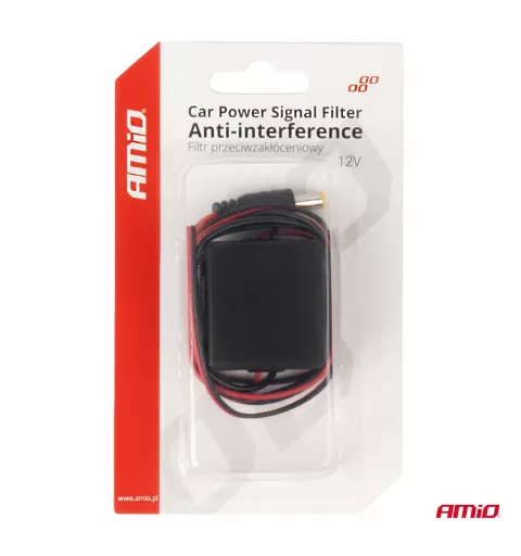 Automobilio maitinimo signalo filtras, trukdžių slopinimo, su kištuku, 12V AMIO-04101