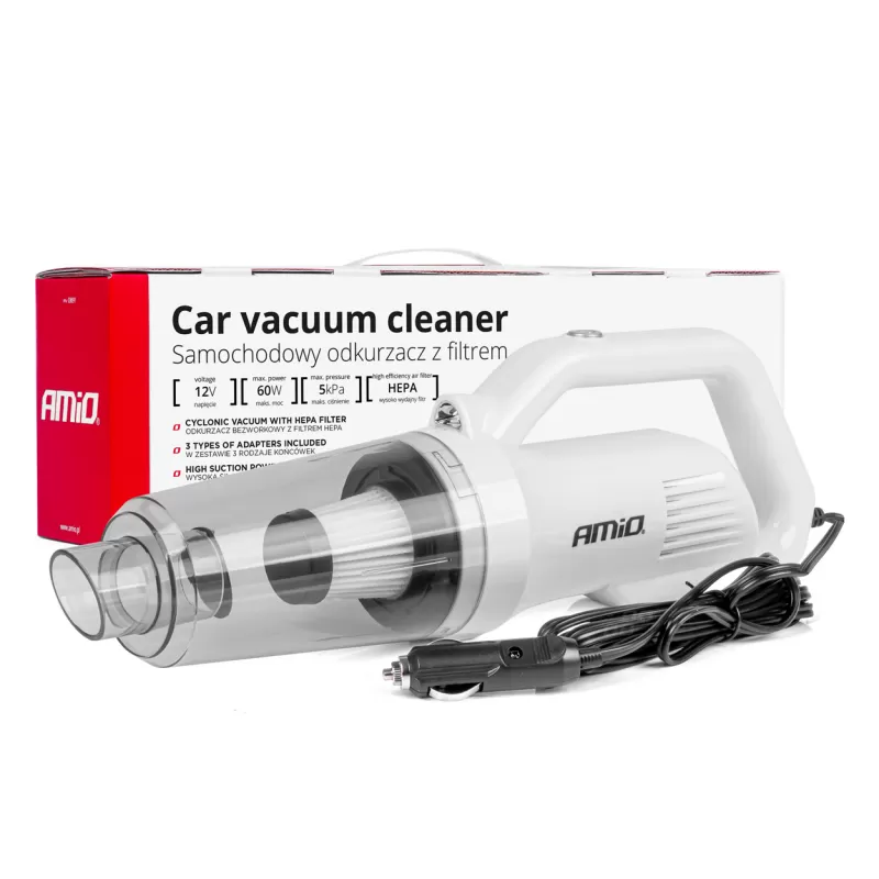Automobilinis dulkių siurblys 12V 60W HEPA 5kPa AMIO-03691