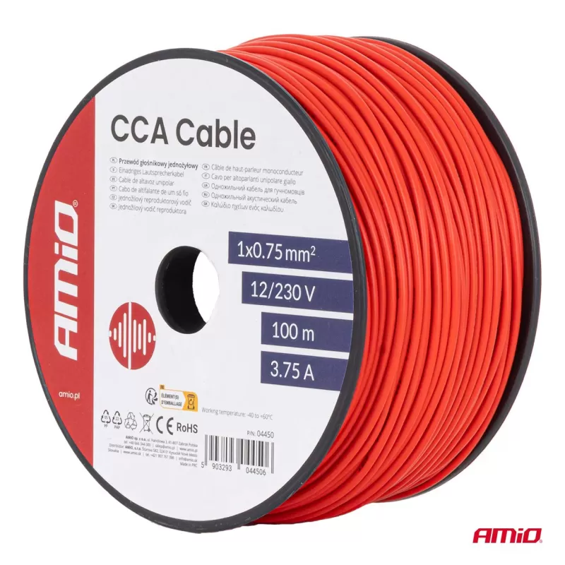 CCA laidas 1x0,75mm² 100m 3,75A 12/230V AMIO-04450