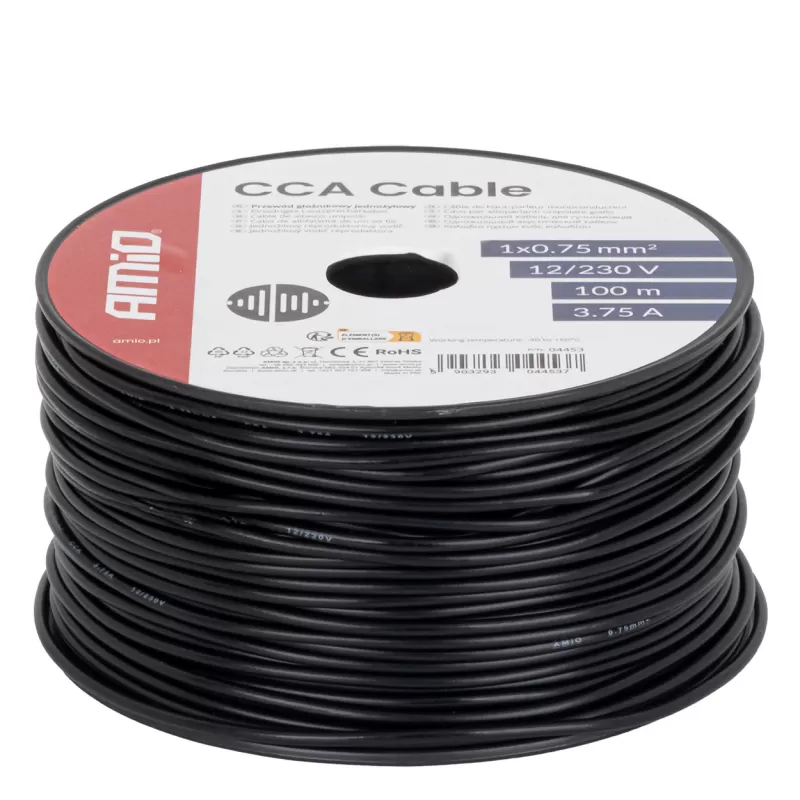 CCA laidas 1x0,75mm² 100m 3,75A 12/230V AMIO-04453