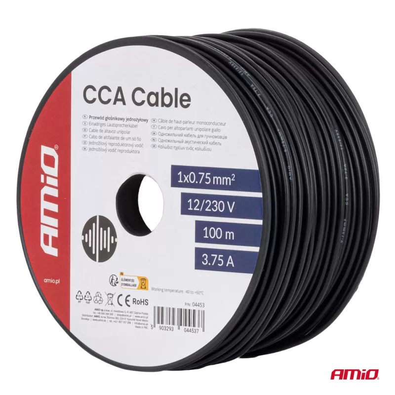 CCA laidas 1x0,75mm² 100m 3,75A 12/230V AMIO-04453