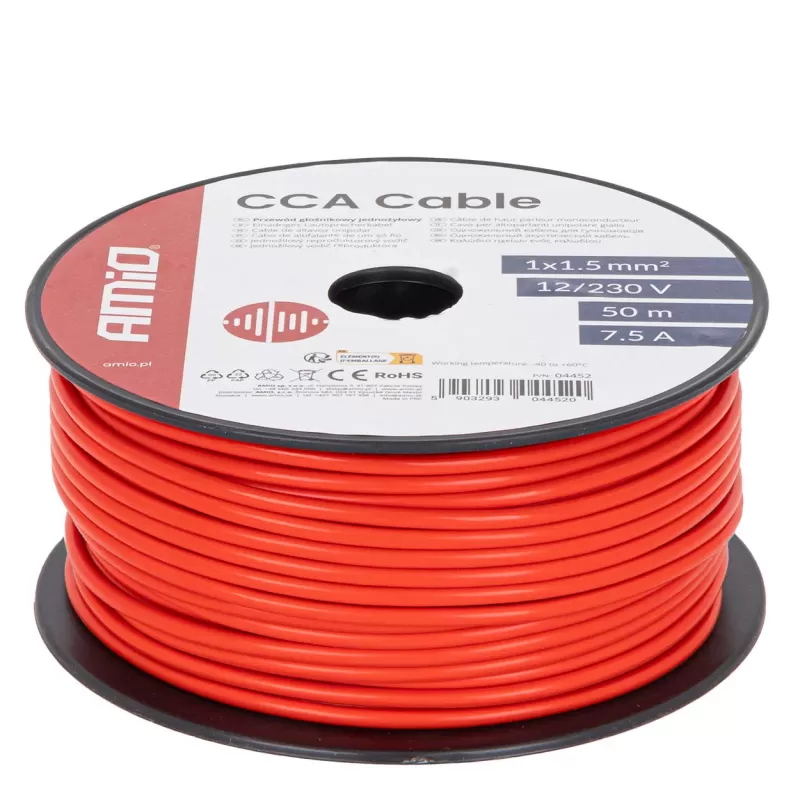 CCA laidas 1x1,5mm² 50m 7,5A 12/230V AMIO-04452