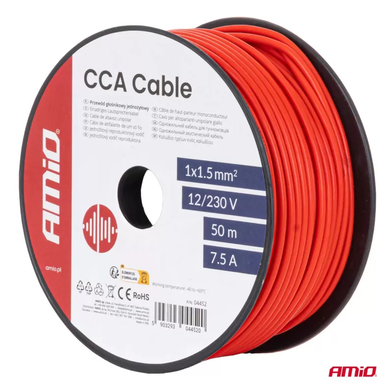 CCA laidas 1x1,5mm² 50m 7,5A 12/230V AMIO-04452