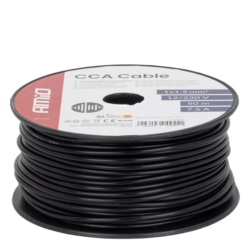 CCA laidas 1x1,5mm² 50m 7,5A 12/230V AMIO-04455