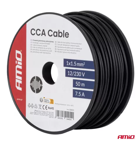 CCA laidas 1x1,5mm² 50m 7,5A 12/230V AMIO-04455