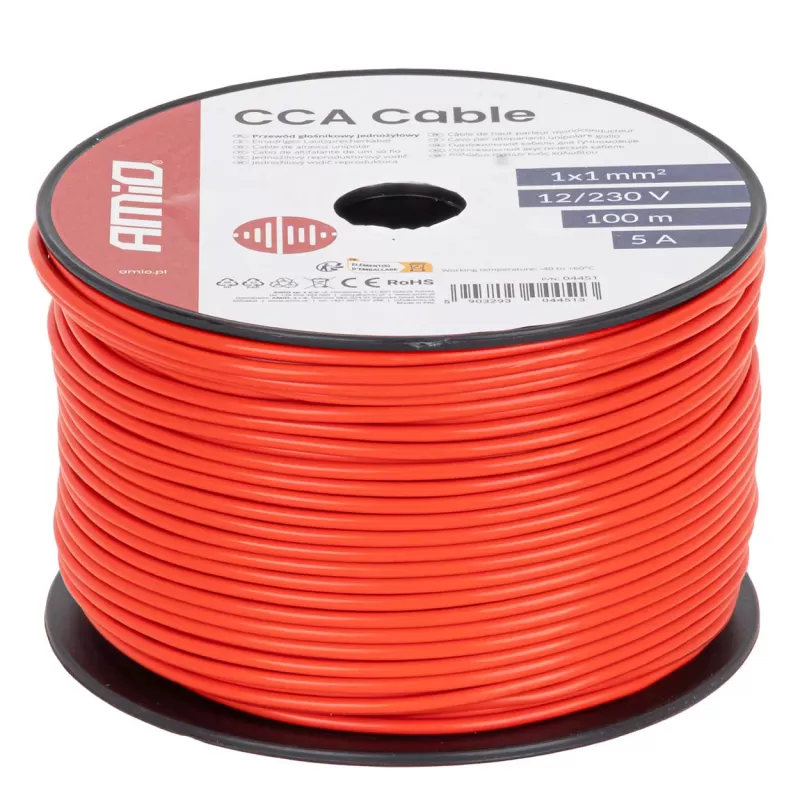 CCA laidas 1x1mm² 100m 5A 12/230V AMIO-04451