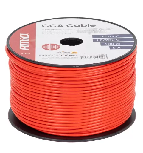CCA laidas 1x1mm² 100m 5A 12/230V AMIO-04451