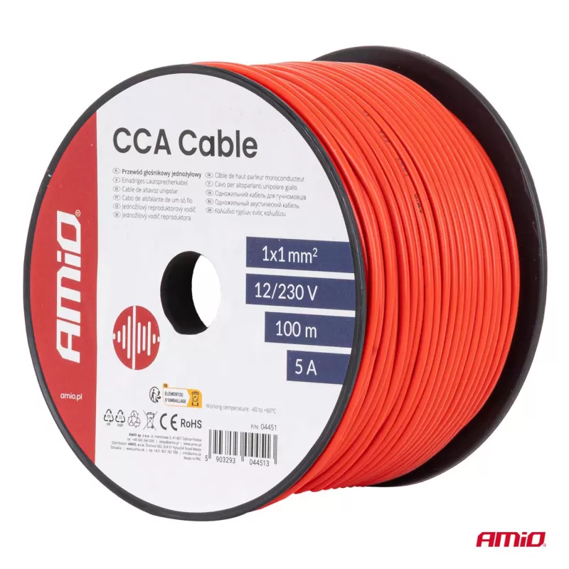 CCA laidas 1x1mm² 100m 5A 12/230V AMIO-04451