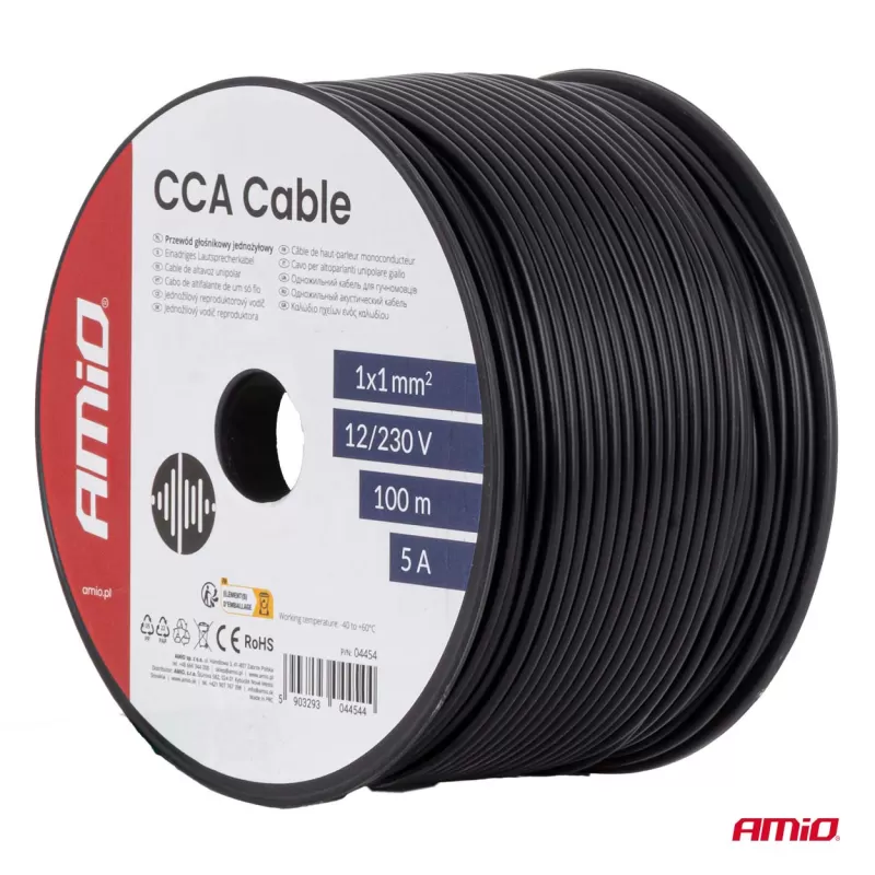CCA laidas 1x1mm² 100m 5A 12/230V AMIO-04454