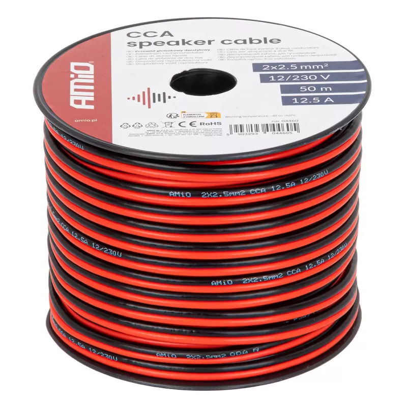 CCA laidas 2x2,5mm² 50m 12,5A AMIO-04460