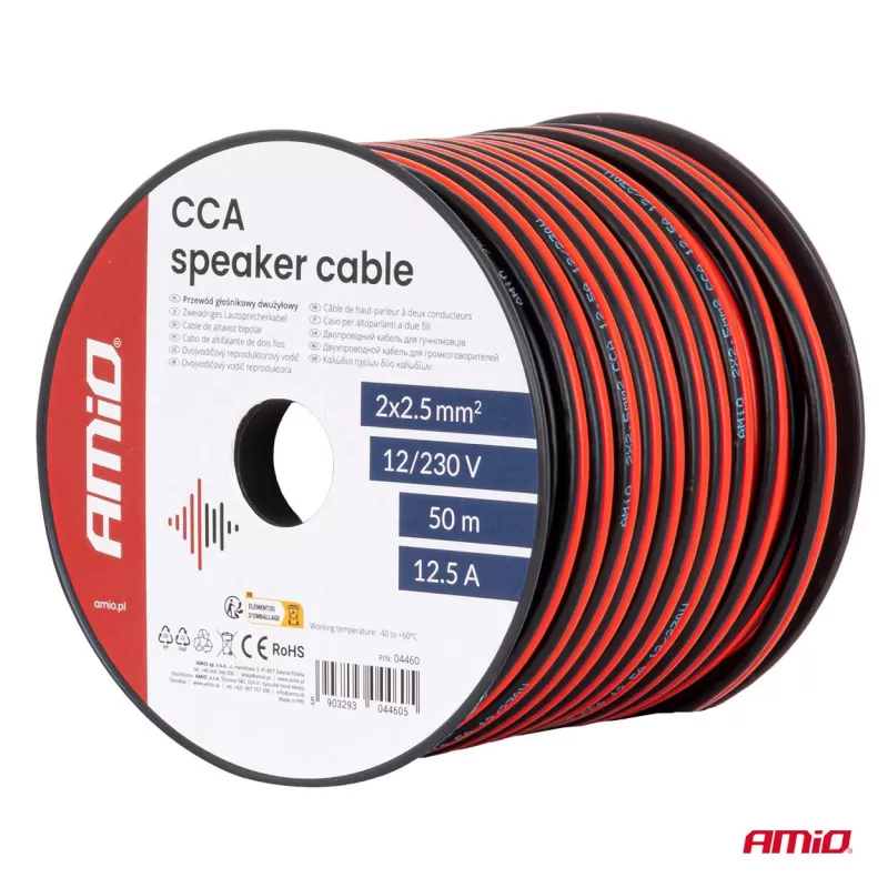 CCA laidas 2x2,5mm² 50m 12,5A AMIO-04460