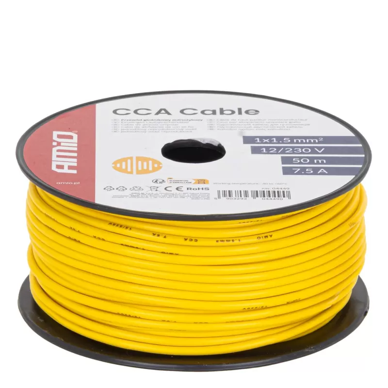 CCA laidas 1x1,5mm² 50m 7,5A 12/230V AMIO-04449
