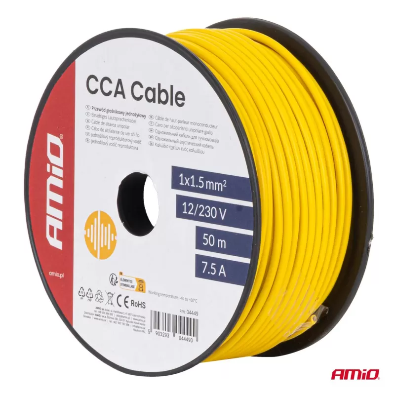 CCA laidas 1x1,5mm² 50m 7,5A 12/230V AMIO-04449