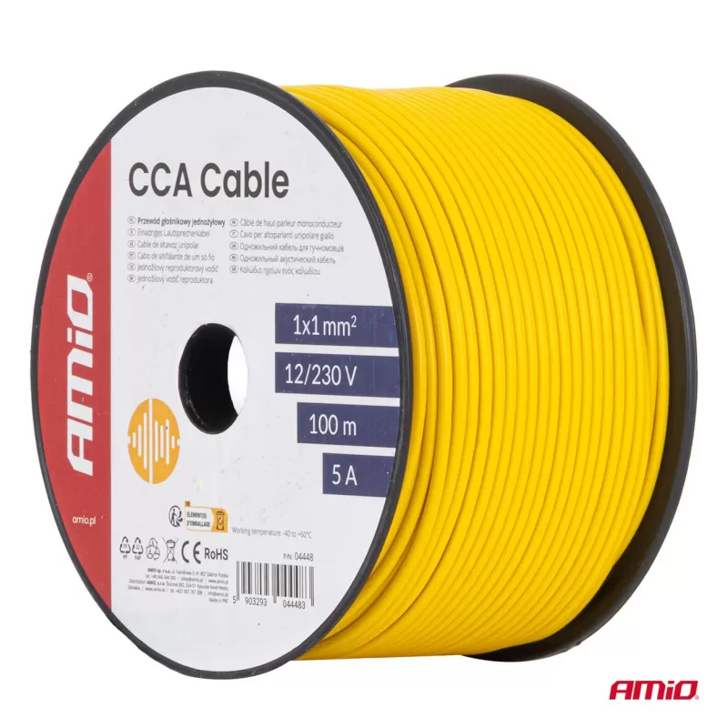 CCA laidas 1x1mm² 100m 5A 12/230V AMIO-04448
