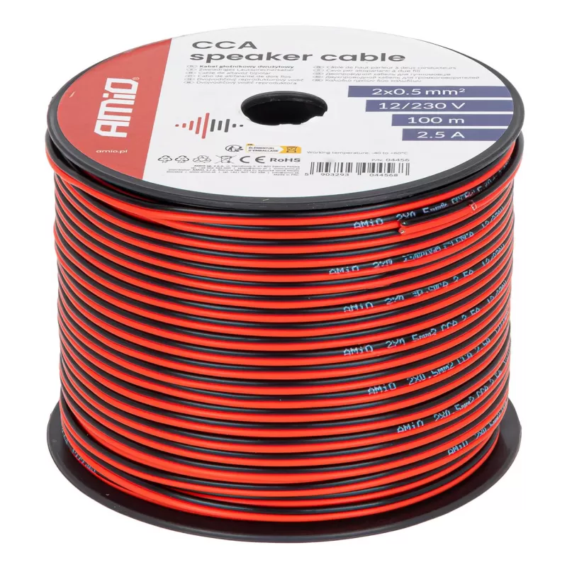 CCA garsiakalbio laidas 2x0,5mm² 100m 2,5A AMIO-04456