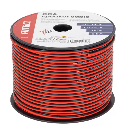 CCA garsiakalbio laidas 2x0,5mm² 100m 2,5A AMIO-04456