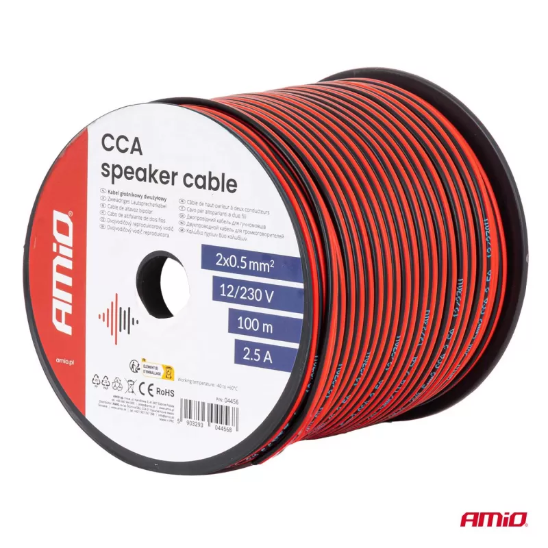 CCA garsiakalbio laidas 2x0,5mm² 100m 2,5A AMIO-04456
