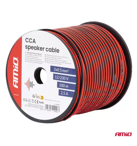 CCA garsiakalbio laidas 2x0,5mm² 100m 2,5A AMIO-04456