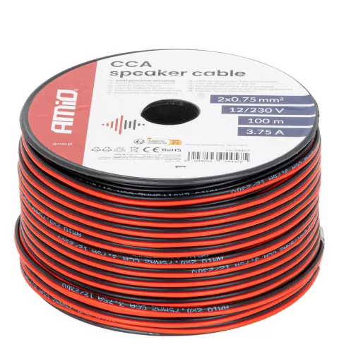 CCA garsiakalbio laidas 2x0,75mm² 100m 3,75A AMIO-04457