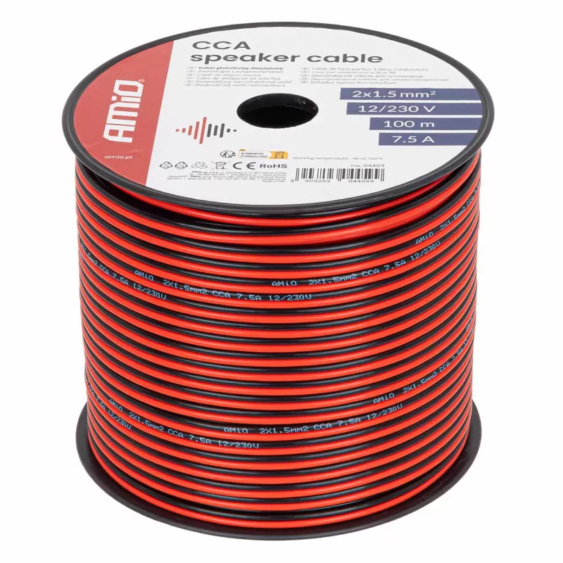 CCA garsiakalbio laidas 2x1,5mm² 100m 7,5A AMIO-04459