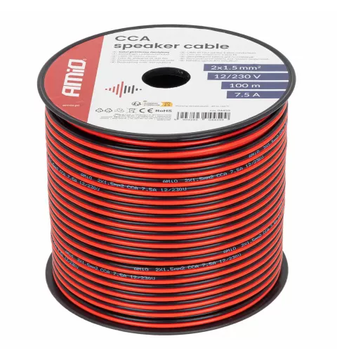 CCA garsiakalbio laidas 2x1,5mm² 100m 7,5A AMIO-04459