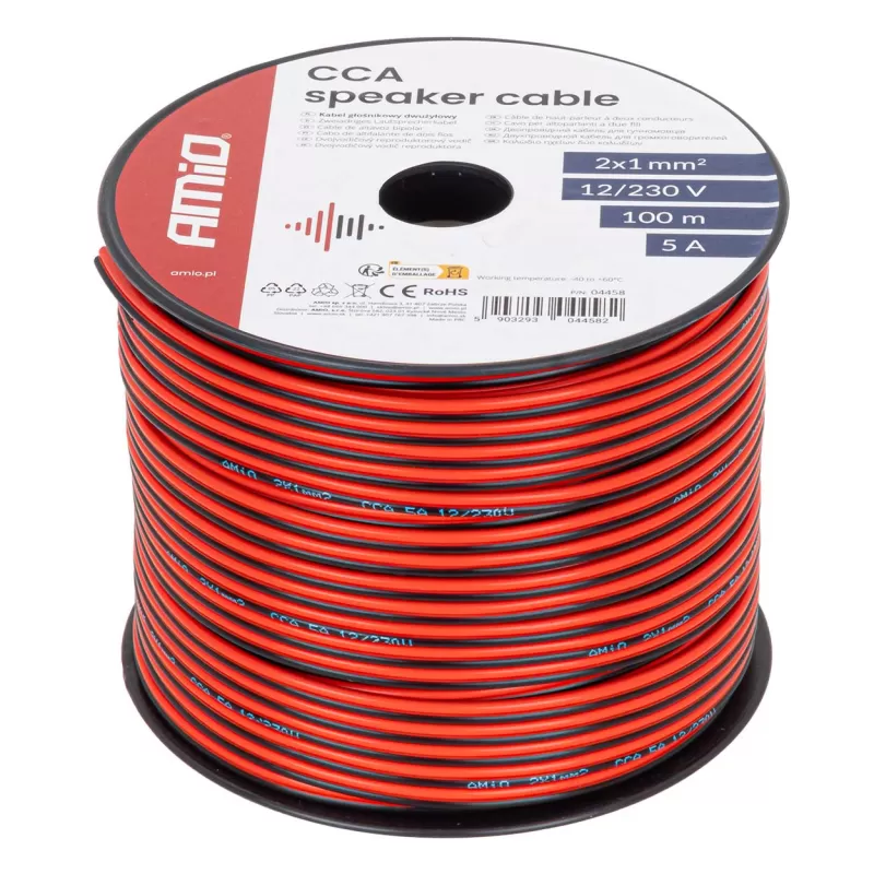 CCA garsiakalbio laidas 2x1mm² 100m 5A AMIO-04458